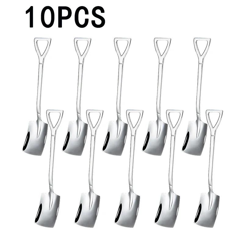 Vintage Shovel Design Stainless Steel Coffee Spoon Creative Ice Cream Cake Watermelon Dessert Multipurpose Kitchen Tool Unique
