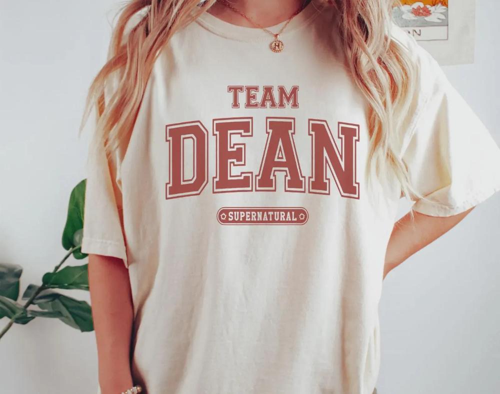 Team Dean Winchester TShirt Supernatural Fan Apparel Tee Clothing Graphic Short Sleeve Shirt Unisex Unisex Women AllSeason M