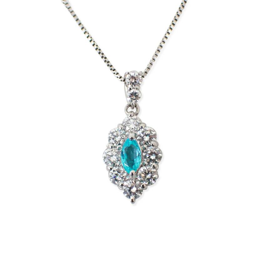 

[Used] Pt900/850 Paraiba tourmaline/diamond pendant/necklace/j67-5