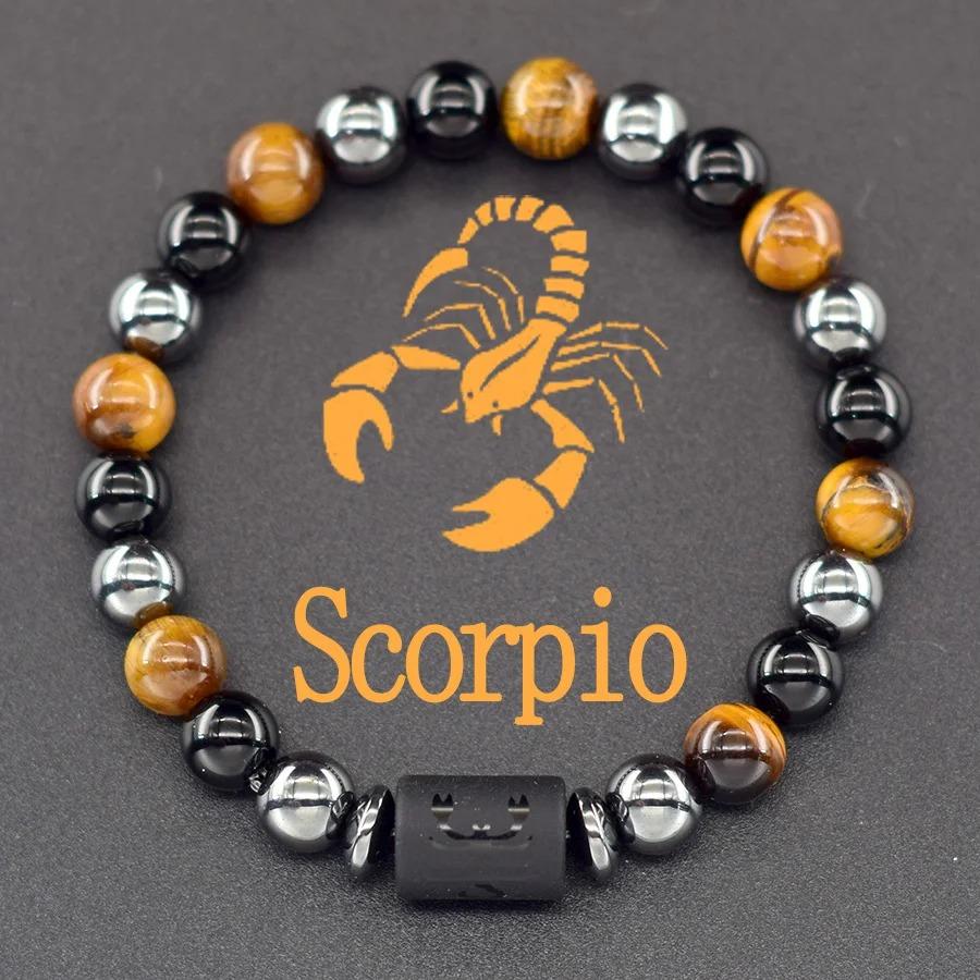 12 Zodiac Signs Natural Stone Bracelets Leo Capricorn Taurus Cancer Bracelets Girl Men Couple Friendship Jewelry Gift Bracelets FashionColor