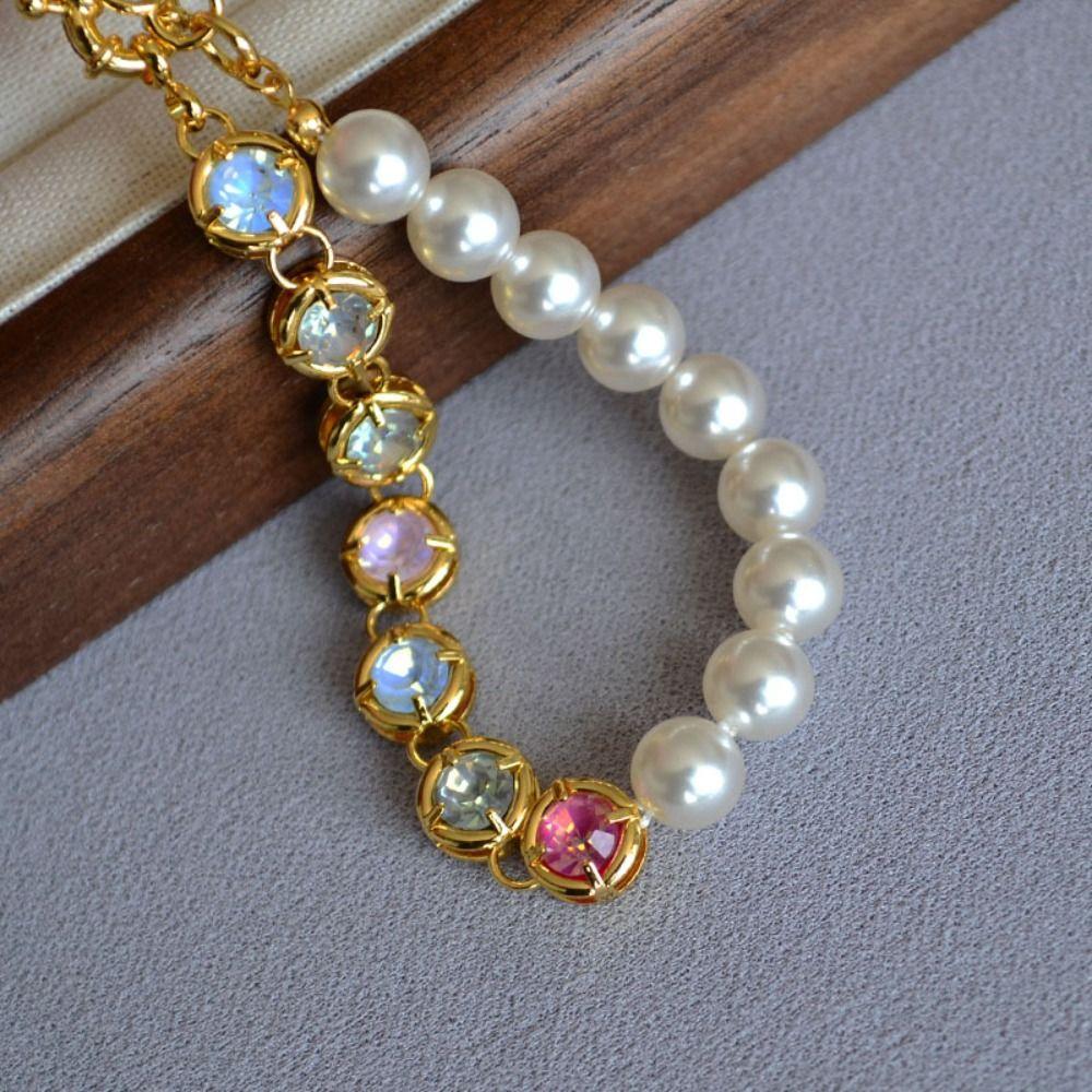 Luxury Rainbow Zircon Bracelet Beaded Women Jewelry Delicate Pearl Rhinestone Necklace Lady