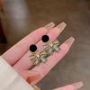 S925 Sterling Silver Black Bow Drip Oil Earrings - 2023 Trendy Versatile Fashion for Women