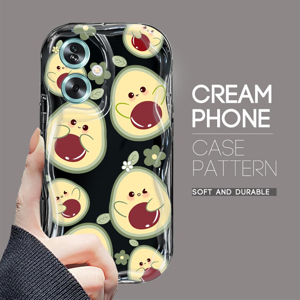 Cute Cartoon Pattern Cream Texture Casing Wavy Edge Soft Silicone Cover Phone Case for OPPO Reno Realme