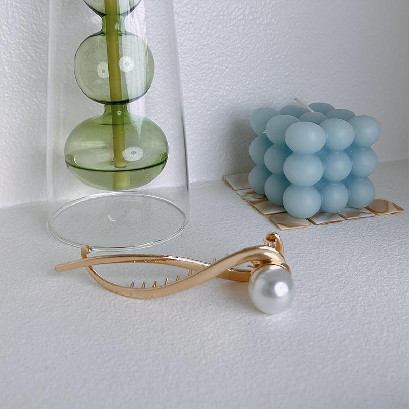 3PCS Fashion Advanced Korean Version Simple Frog Buckle Twist Clip Irregular Temperament Bead Metal Flat Hair Clip