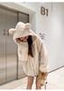 Women's Versatile Mid-Length Plush Jacket with Cute Bear Ears - 2025 Autumn/Winter Collection