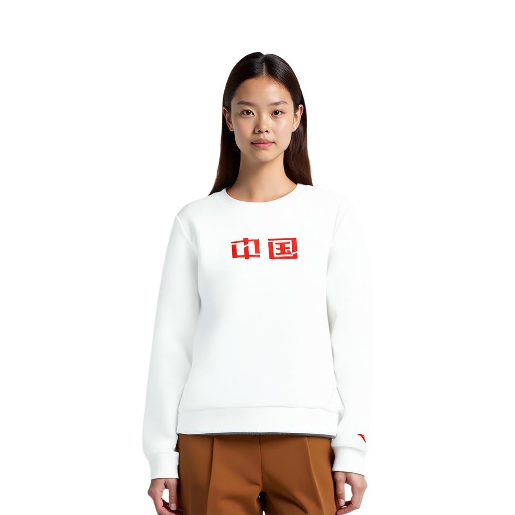 ANTA Variety Training Collection Sweatshirts Women's White Crew Neck Moderate Regular Unisex 162247713-4