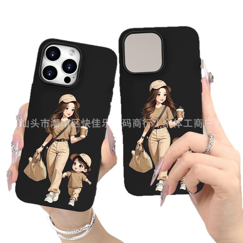 Fashion Girl Trend Mom iPhone13 Phone Case 14/15/16/17promax Apple 12/11 Soft Case