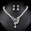 Pearl Necklace Earrings Set Women's Fashion Temperament Explosive Alloy Water Drop Shaped Flower Bridal Dress Personality