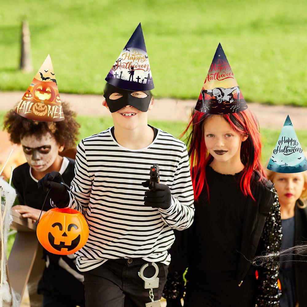 Event Paper Halloween Triangular Hats Set Photo Props And Party Costume Decor