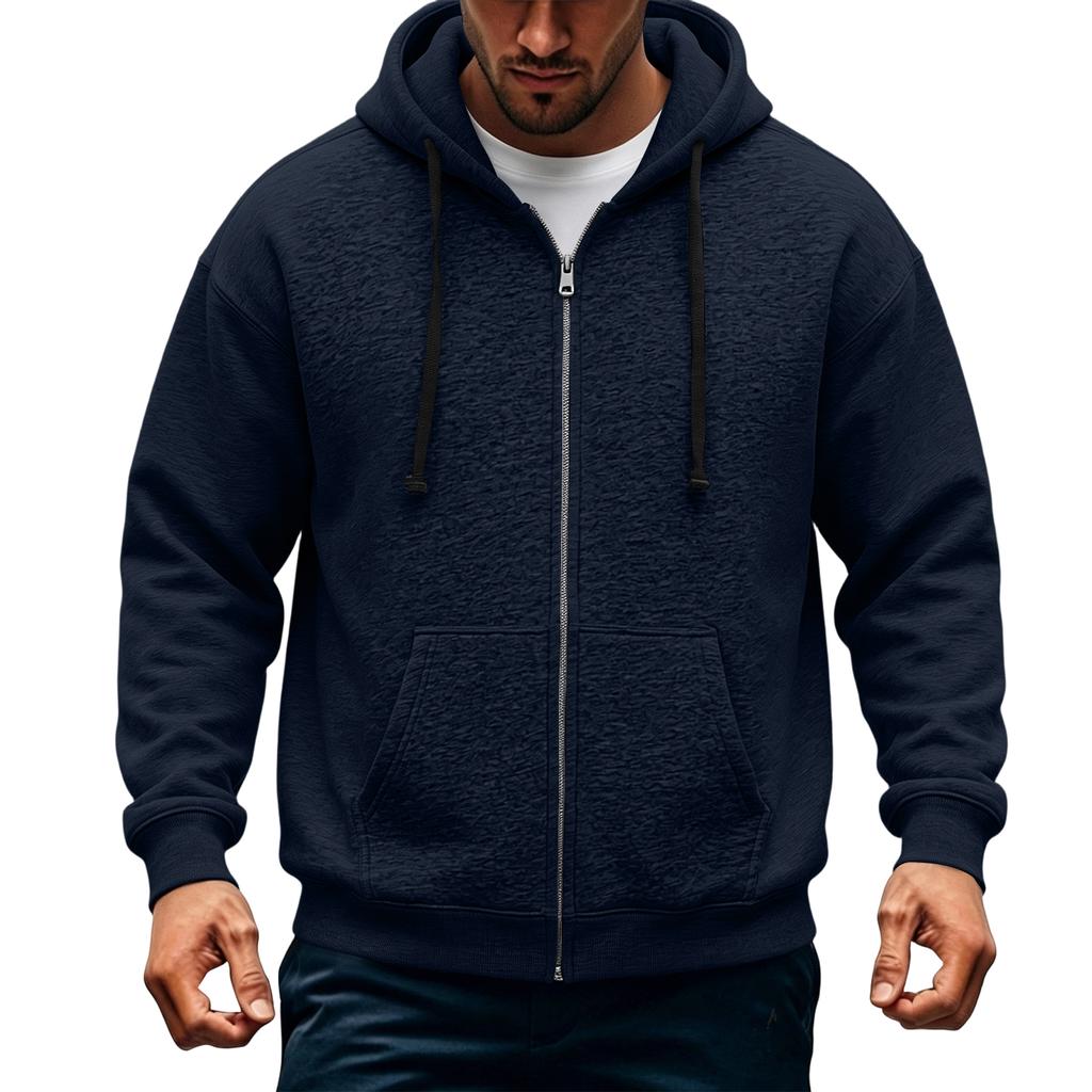 Men's Casual Zip-Up Hoodie Loose Fit Long Sleeve Sweatshirt for Fall Winter