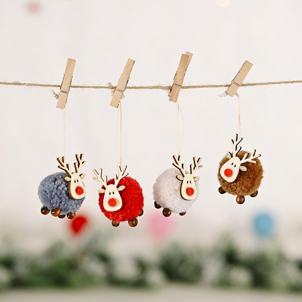 4Pcs Christmas Felt Fawn Pendant Elk Charm Christmas Tree Personalized Hanging Decorations Party Holiday Decor