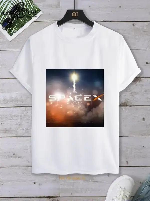 Outer  SPACE X  T-Shirt  Earth, Cool Summer  Short-sleev  T Shirt for Men Kawaii Clothes Y2k Tops  Streetwear
