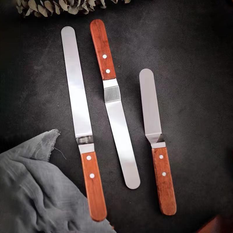 Cake Butter Spatula 6-Inch 8-Inch 10-Inch Wooden Handle Stainless Steel For Smoothing Unmolding And Baking Tools