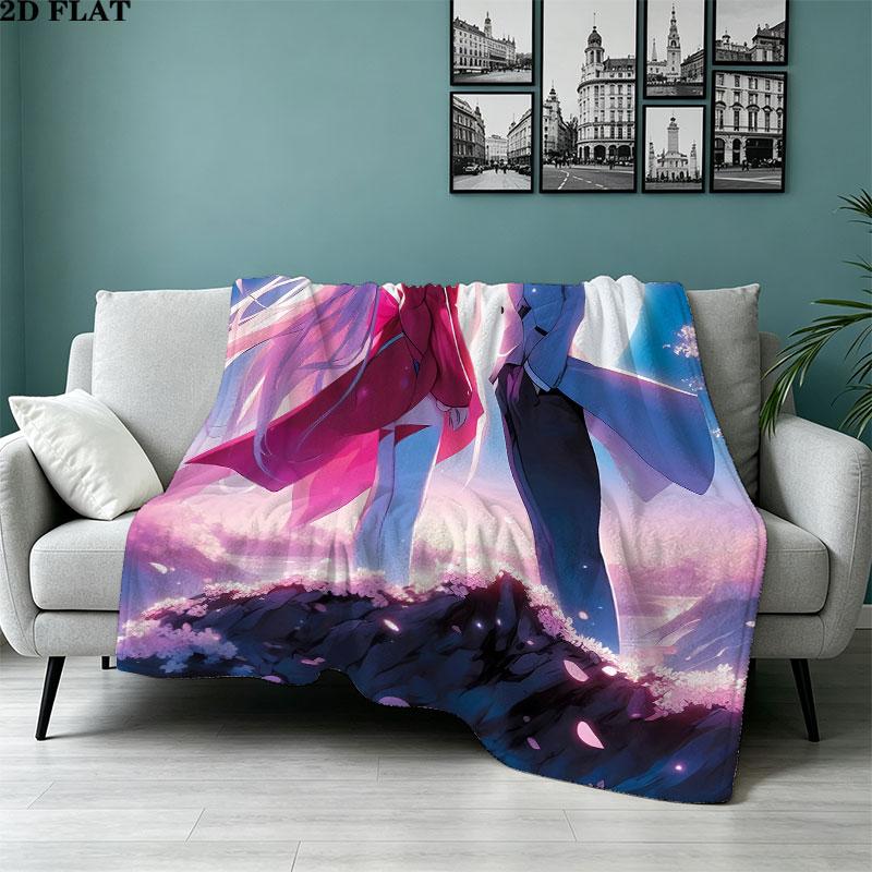 1PC Franxx Zero Two Patterned Flannel Blanket Suitable For All Seasons For Home Decor Warmth And Comfort Gifts Holiday Present