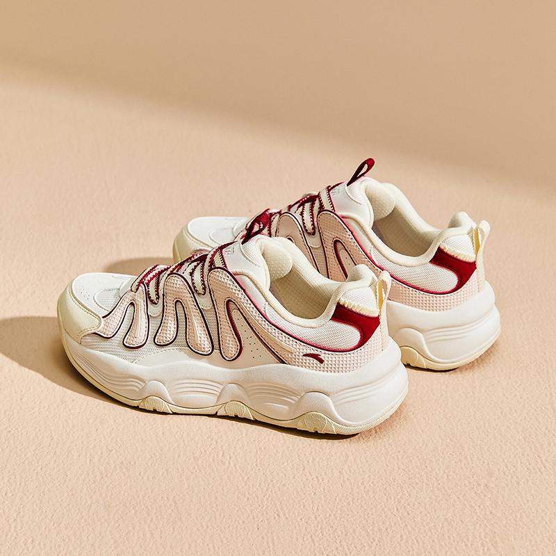Anta Milkshake 2 Autumn Sports Height Increasing Wear Resistant Low Top Casual Shoes Women Casual Shoes White Pink 122548881-4