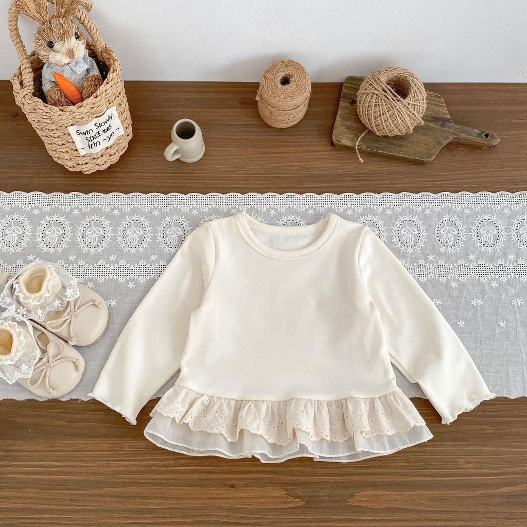 Girls Ruffle Long Sleeve Top And Jeans 2 Piece Set Baby Casual Pullover Outfit