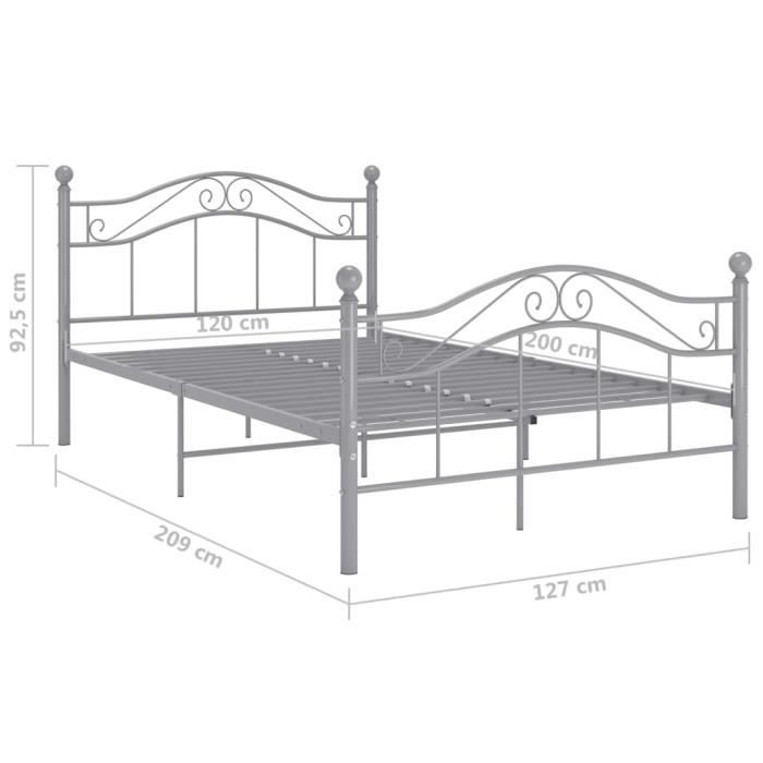 VidaXL Bed Frames Metal Grey 120x200 Cm