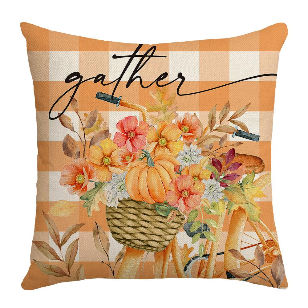 

New Autumn Pumpkin Gnome Farm Linen Pillow Home Furnishings Sofa Pillow Cover 45 * 45Cm (excluding pillow core)