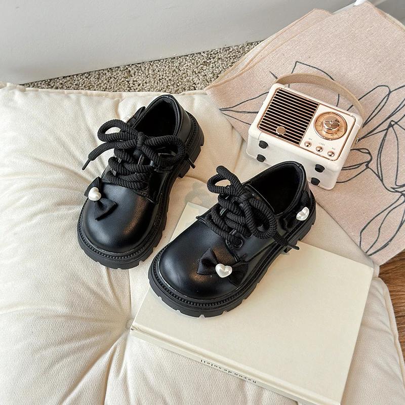 

Новые Элегантные Детские Кожаные Туфли Сладкий Бантик Туфли для Платьев для Вечеринок для Девочек Тренд Мода Детские Повседневные Туфли Принцессы Мэри Джейн 23 чёрный