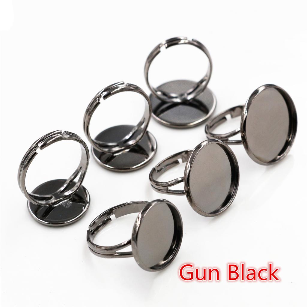 14mm-16mm-18mm 10pcs Rhodium Gold Silver Plated 8 Colors Brass Adjustable Ring Settings Blank,Fit 14-18mm Glass Cabochons Bezels