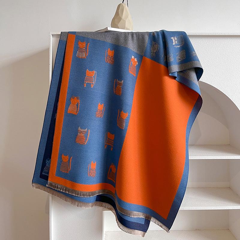 

Женский шарф из имитации кашемира, осенне-зимний, милый, универсальный, утолщенный, теплый, студенческий, двусторонний платок-шарф 180*65cm