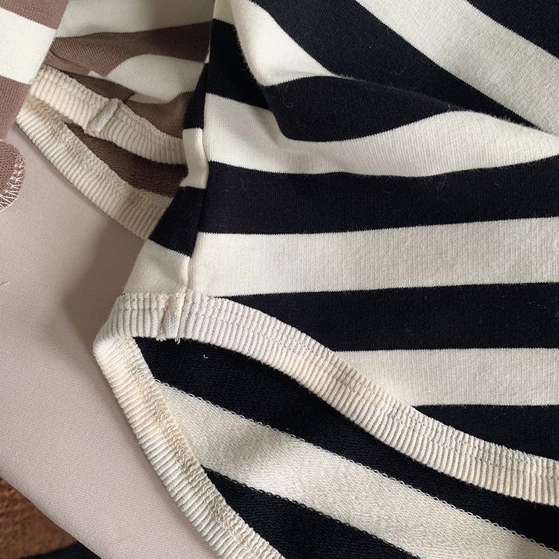 Korean Style Girls' Striped Long-Sleeve T-Shirt - Trendy Toddler Casual Top for Spring & Autumn 2025