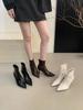 2025 Autumn and Winter New Pointed Simple Thin Heel High Heel Thin French Women's Short Boots Thin Boots