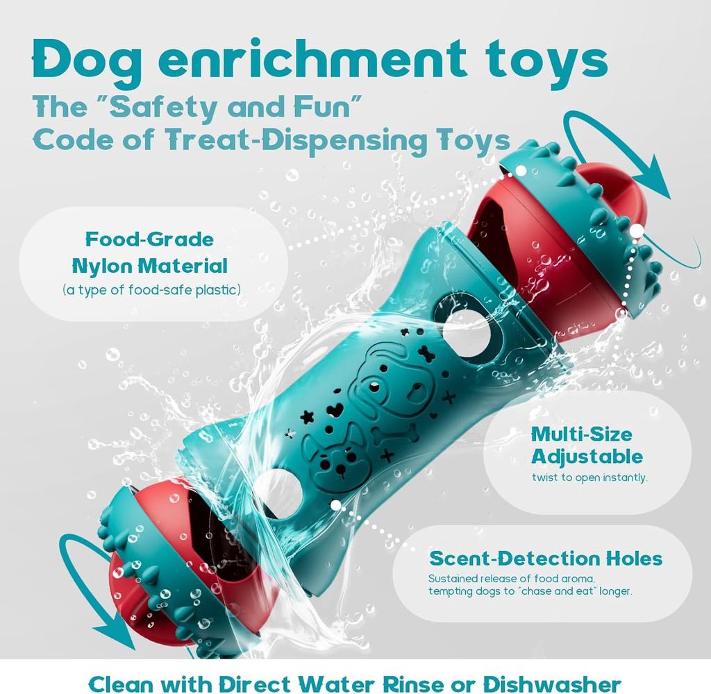 Interactive Dog Treat Dispensing Toy Adjustable Puzzle Dog Toy Slow Feeder Enrichment Toy for Mental Stimulation