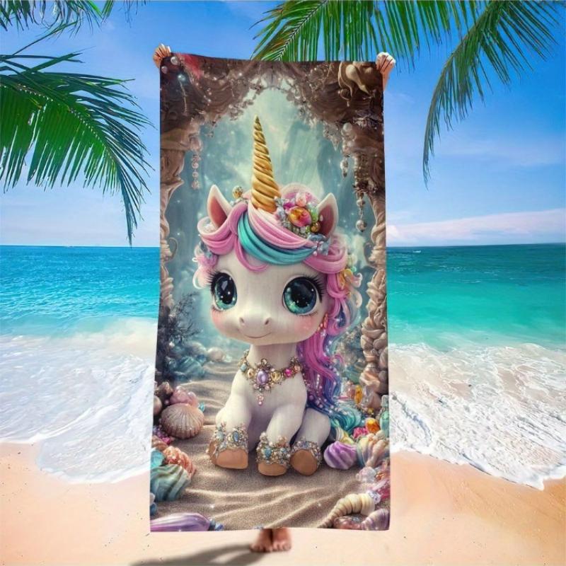 

One Piece of an Oversized Unicorn Beach Towel Made from Soft Microfiber, Ideal for Travel. This Quick-Drying Pool Towel Is Sand W40*H60(CM)