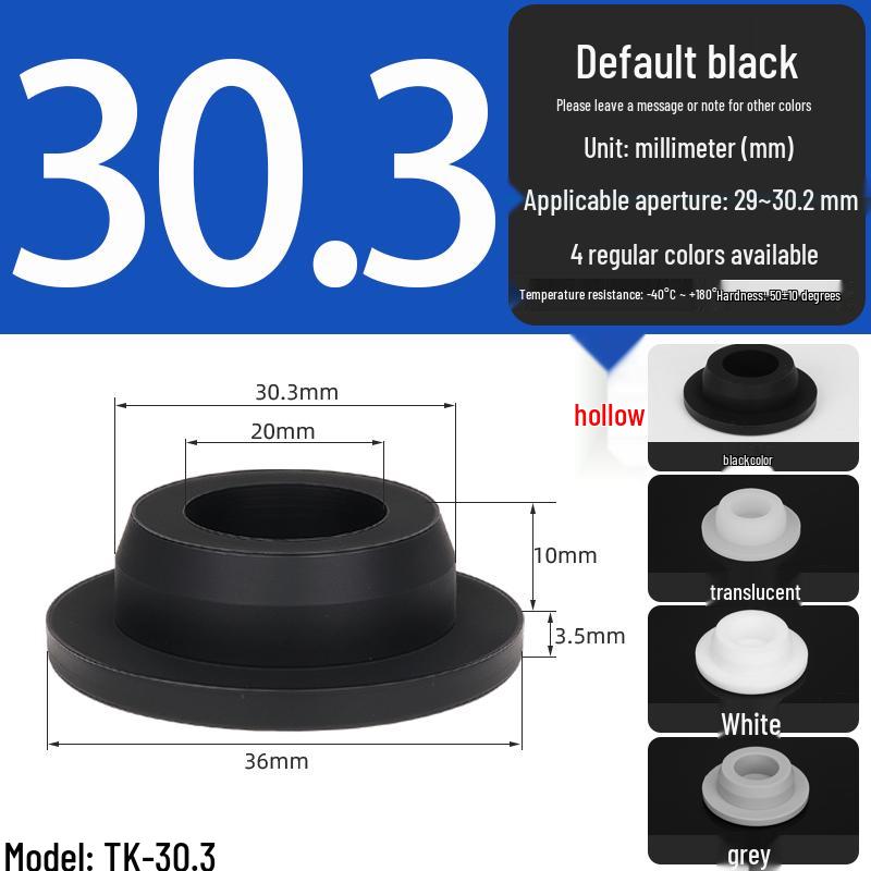 Black High-Temperature Resistant T-Shaped Silicone Stopper - Round Hole Rubber Gasket & Shock-Absorbing Blind Plug