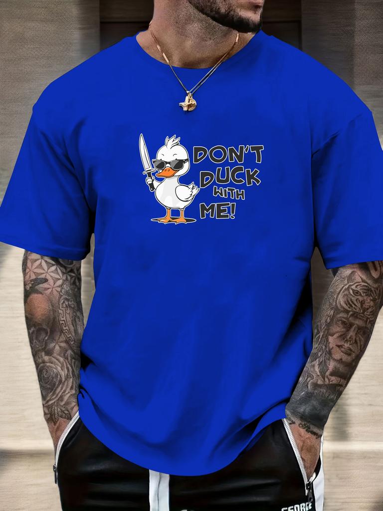 Mens DONT DUCK WITH ME Duck Print Cotton TShirt Short Sleeve Relaxed Fit Soft Breathable Classic Casual Daily Wear Trendy Top