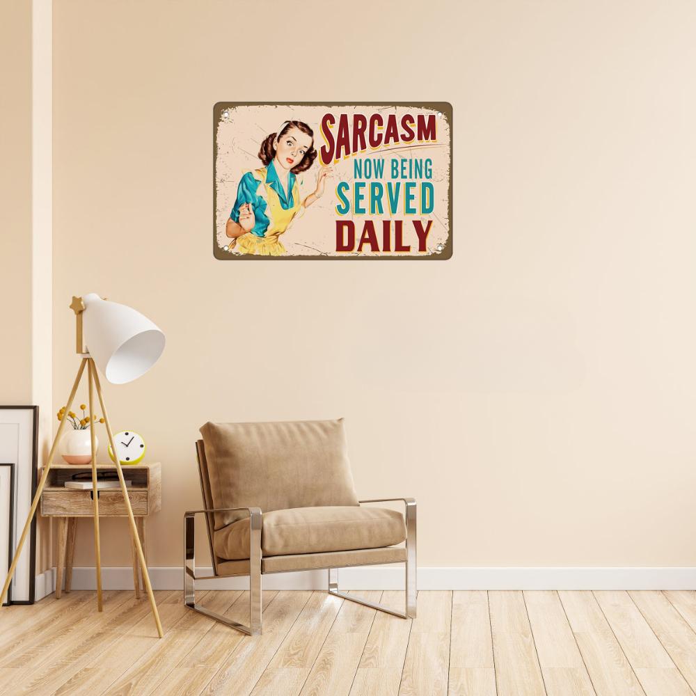 1pc Retro Metal Sign Wall Decor Now Being Served Daily Funny Vintage Sign Wall Plaque Poster For Cafe Bar Restaurant Supermarket