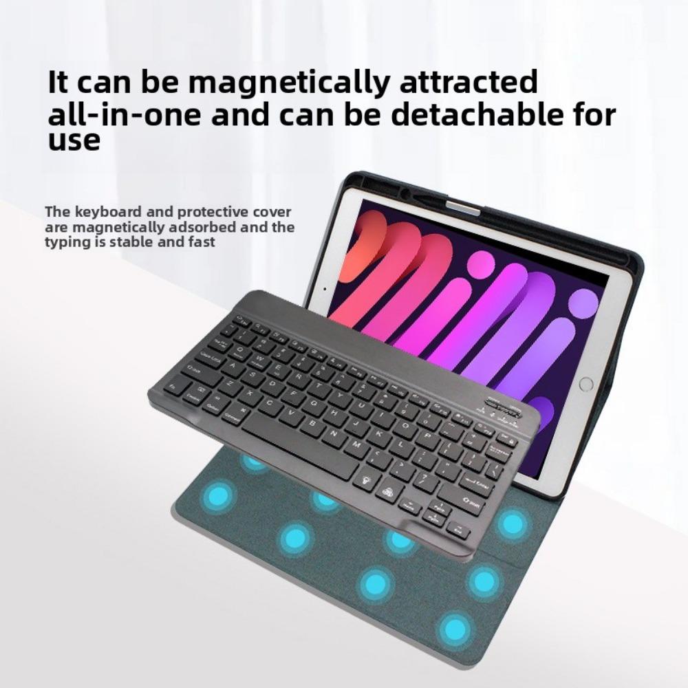 Leather Keyboard Case for iPad with Bluetooth Magnetic Detachable Keyboard Cover for Tablet