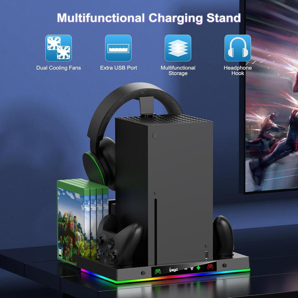 Ulepszona podstawka chłodząca do konsoli Xbox Series X, pionowy dostęp do stacji dokującej do ładowania