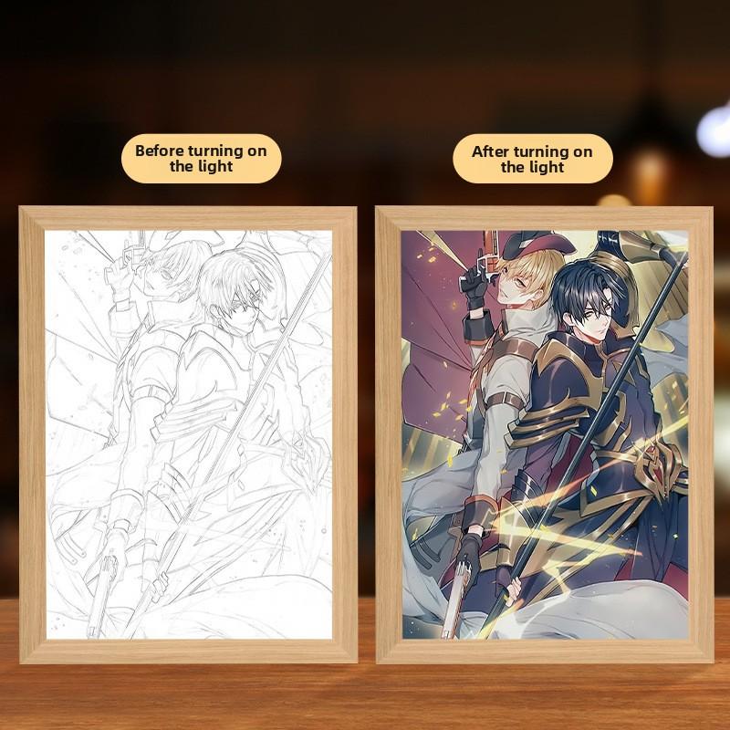 23cm/9.06in Light Painting Full Time Expert Cartoon Color Box 3D Anime Peripherals Night Collectible Bedside Decoration Toy Gift