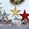Christmas Decoration Gold Silver Red Charged Luminous Five-pointed Star Plastic Ornaments Christmas Tree Top Star Lights Crafts