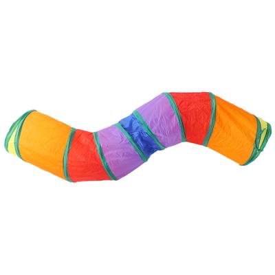 S Shaped Foldable Tunnel Cat Kitty Training Interactive Rainbow Color Tube Pet Toy