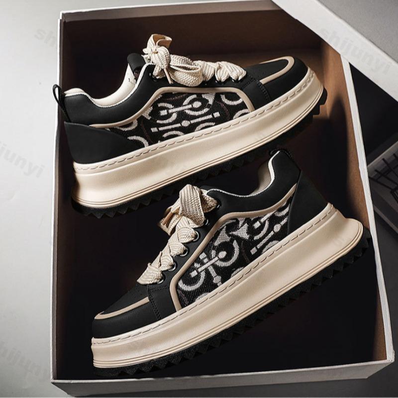Men Sneaker Designer Board Shoes Fashion Casual Microfiber Leather Fabric Breath Height Increased Outdoors Flat Platform Shoes
