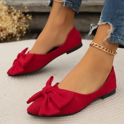 2024 Summer Fashionable and Comfortable Pointed Simple Bow Casual Large Size Wear-Resistant Women's Flat Shoes Zapatos Mujer