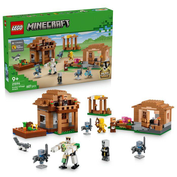 LEGO Minecraft 21596 L'Évocateur a l'Attaque du Village - Jeu 9 ans - Maquettes de Maisons
