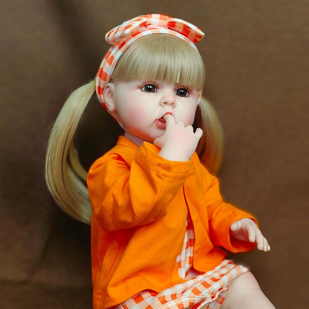 Bambole Reborn Baby Corpo Completo in Silicone 22 Pollici Bambola Impermeabile Giocattolo per Bambini Bebe Reborn Girl Giocattolo per Bambini Regali di Compleanno Compagno di Giochi