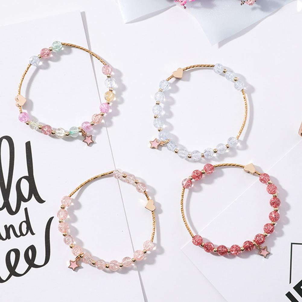 Woman Simple Stylish Sweet Delicate Love Shape Star Elastic Bracelet