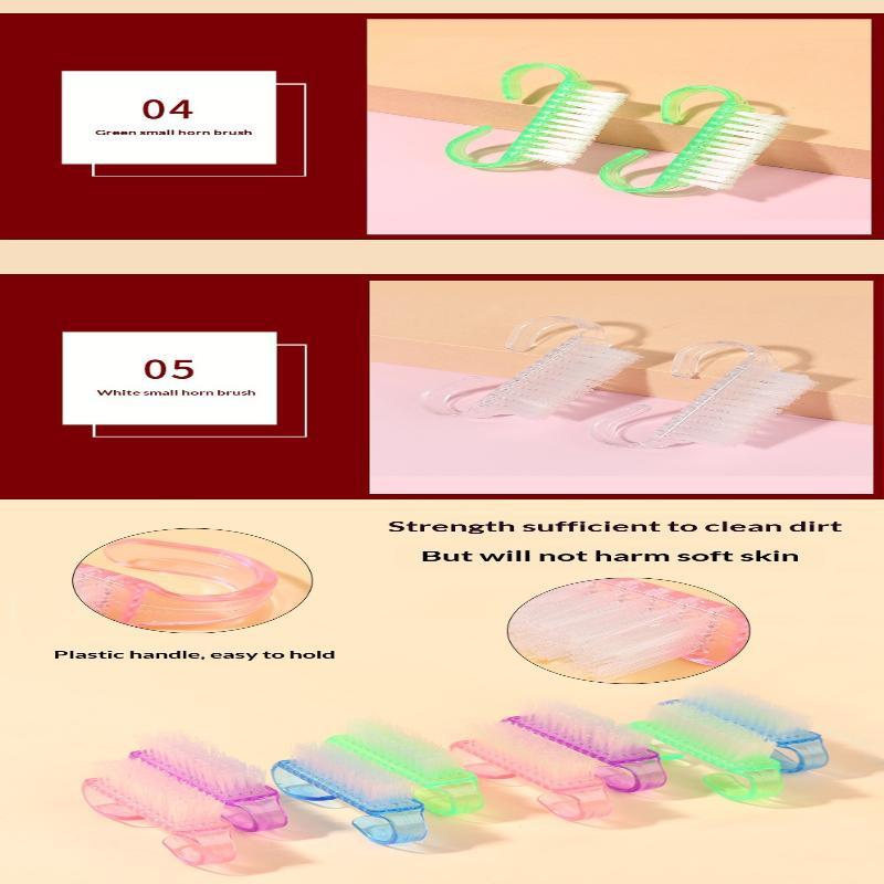 Colorful Translucent Nail Cleaning Brushes Soft Bristle Portable Nail Scrubber for Home Use Professional Nail Salons Manicure