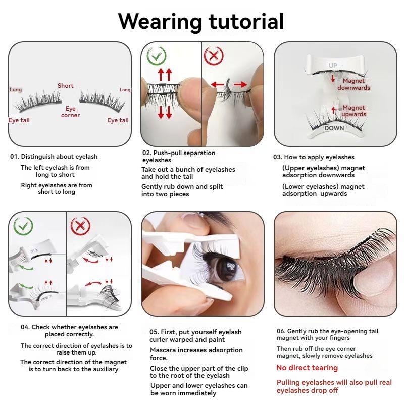 Zestaw magnetycznych sztucznych rzęs Little Devil z futra ekologicznego z klipsem