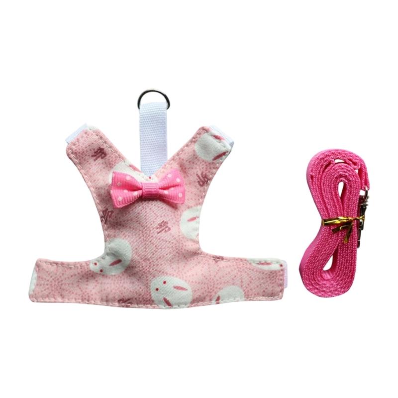 Comfortable Small Animal Harness Rope with Lovely Pattern Walking Vest Leash for Small Pet Outdoor Activity Essential