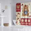 1Pc Cute Bear Printed Waterproof Shower Bathe Partition Privacy Hanging Curtain With 12 Hooks Multiple Size  Machine Washable