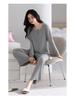 New Women's Grey Casual Modal Pajama Set - Long Sleeve Pullover with Chest Pads and Long Pants for Spring and Autumn