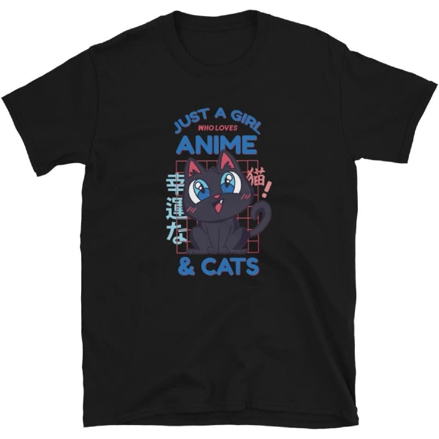 

Футболка Девушка, которая любит аниме и кошек , Черная, Большой размер S разноцветный