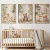 3 Pezzi Orso Giraffa Coniglio della Foresta Stampa su Tela per Nursery Pittura di Animali Selvatici della Giungla Poster Artistico da Parete per Stanza di Bambini e Bambine Decorazione per la Casa