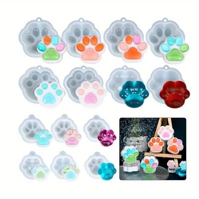 14Pcs Resin Molds Cute Silicone Mold Cat Paw Print Epoxy Casting Mold Matte and Mirror Effect Mould for DIY Dog Claw Crafts